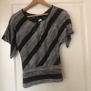 IZ black and grey striped top